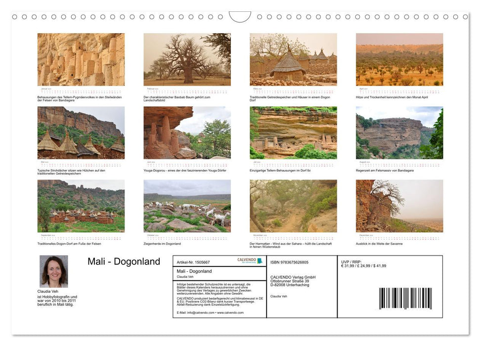 Mali - Dogonland - Weltkultur- und Weltnaturerbe (CALVENDO Wandkalender 2024)