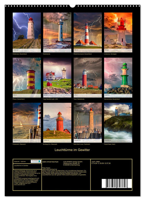 Leuchttürme im Gewitter (CALVENDO Premium Wandkalender 2024)