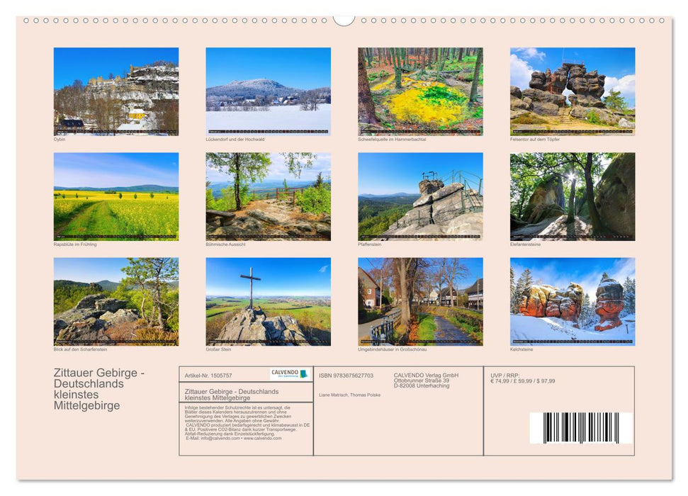 Zittauer Gebirge - Deutschlands kleinstes Mittelgebirge (CALVENDO Premium Wandkalender 2024)