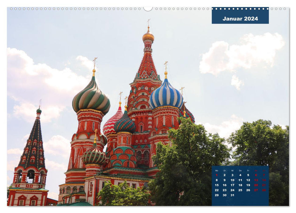 Russland - Auf dem Wasser von Moskau nach St. Petersburg (CALVENDO Wandkalender 2024)