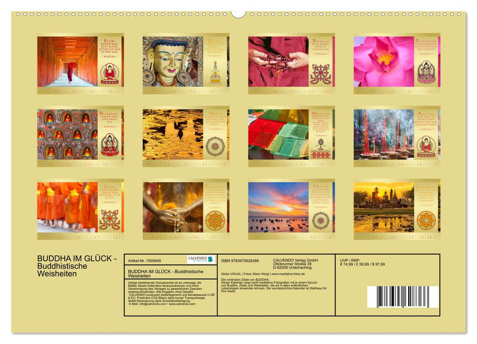 BUDDHA IM GLÜCK - Buddhistische Weisheiten (CALVENDO Premium Wandkalender 2024)