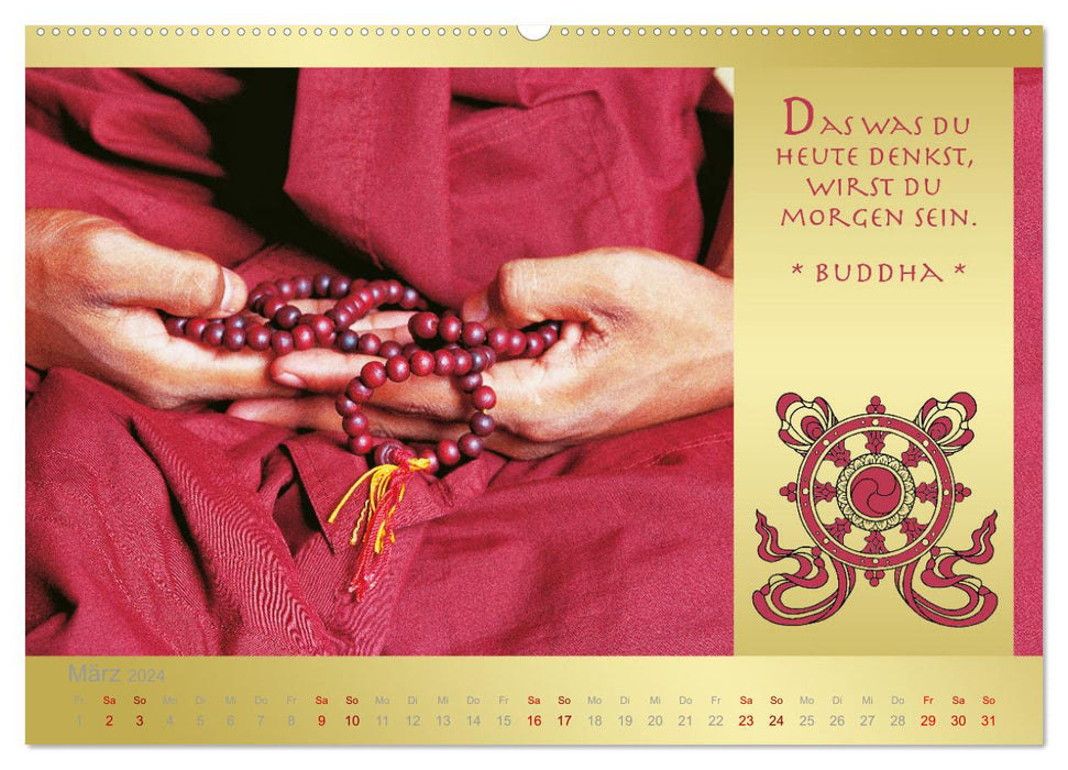 BUDDHA IM GLÜCK - Buddhistische Weisheiten (CALVENDO Premium Wandkalender 2024)