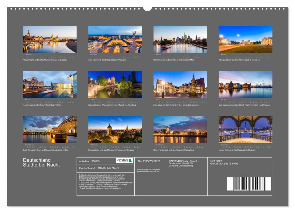 Deutschland Städte bei Nacht (CALVENDO Wandkalender 2024)