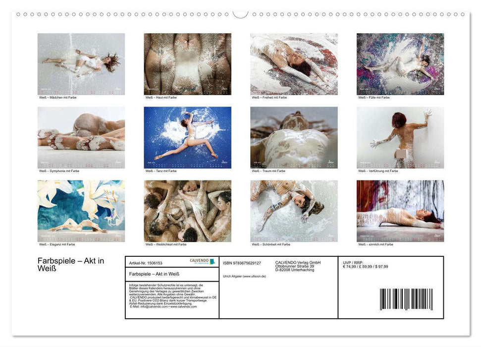 Farbspiele – Akt in Weiß (CALVENDO Premium Wandkalender 2024)