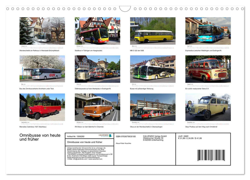 Omnibusse von heute und früher (CALVENDO Wandkalender 2024)