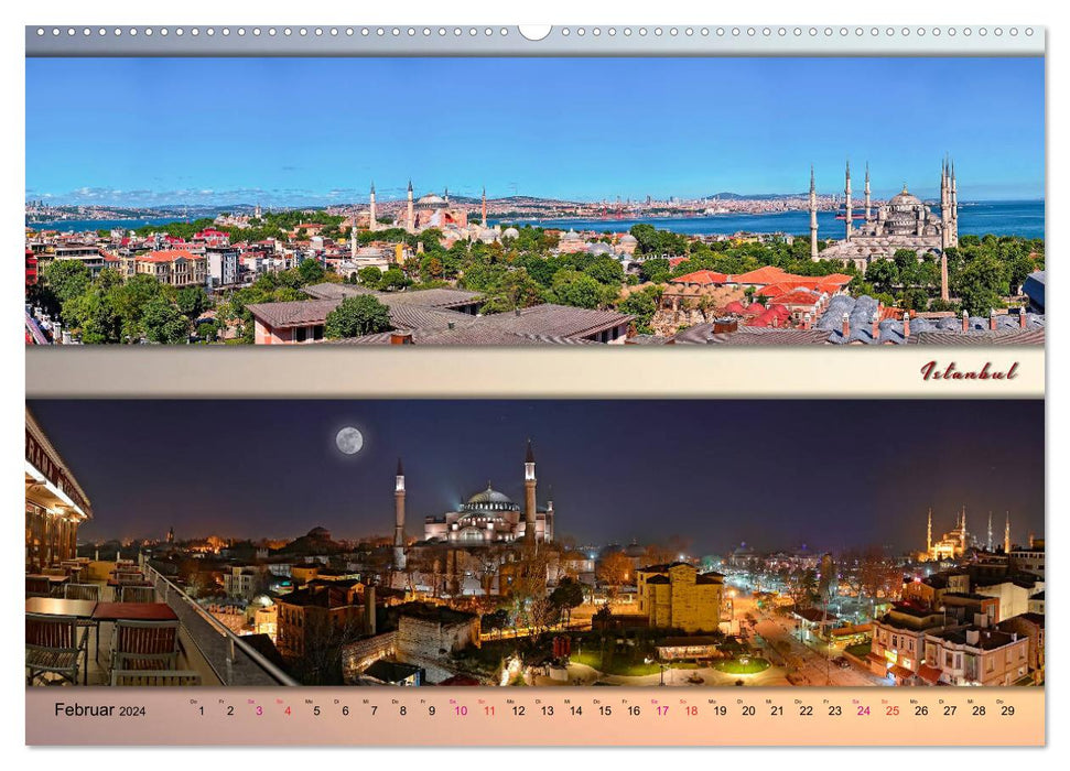 European metropolises - panoramas (CALVENDO Premium Wall Calendar 2024) 