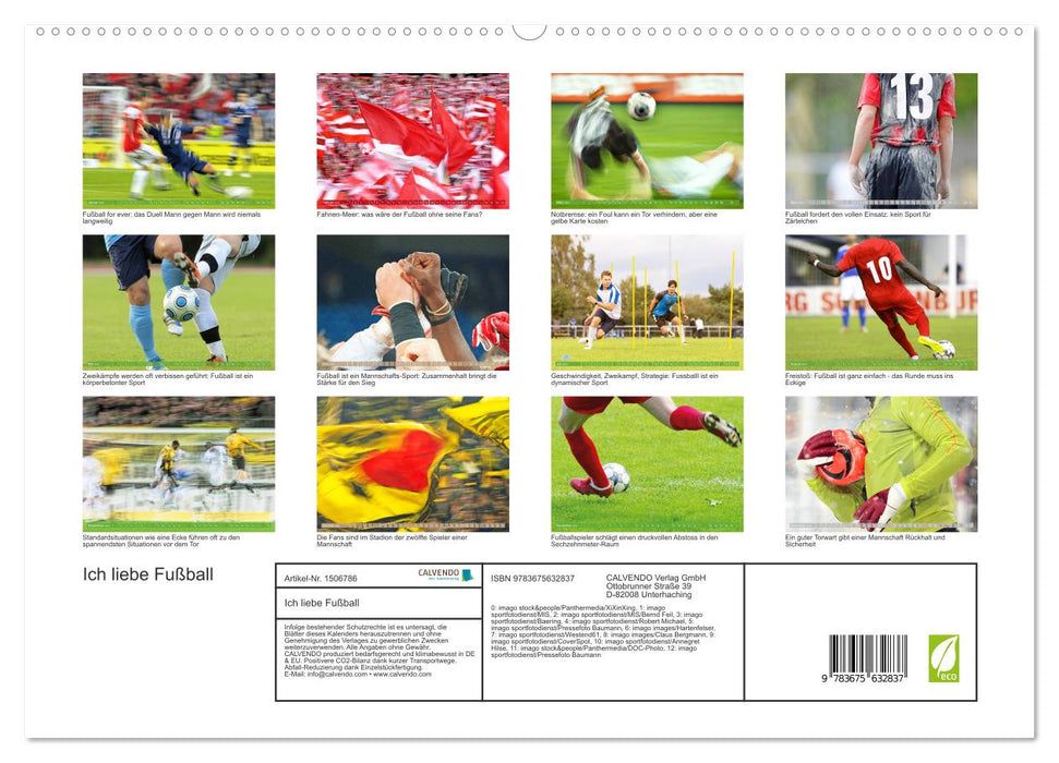 I love football (CALVENDO Premium Wall Calendar 2024) 