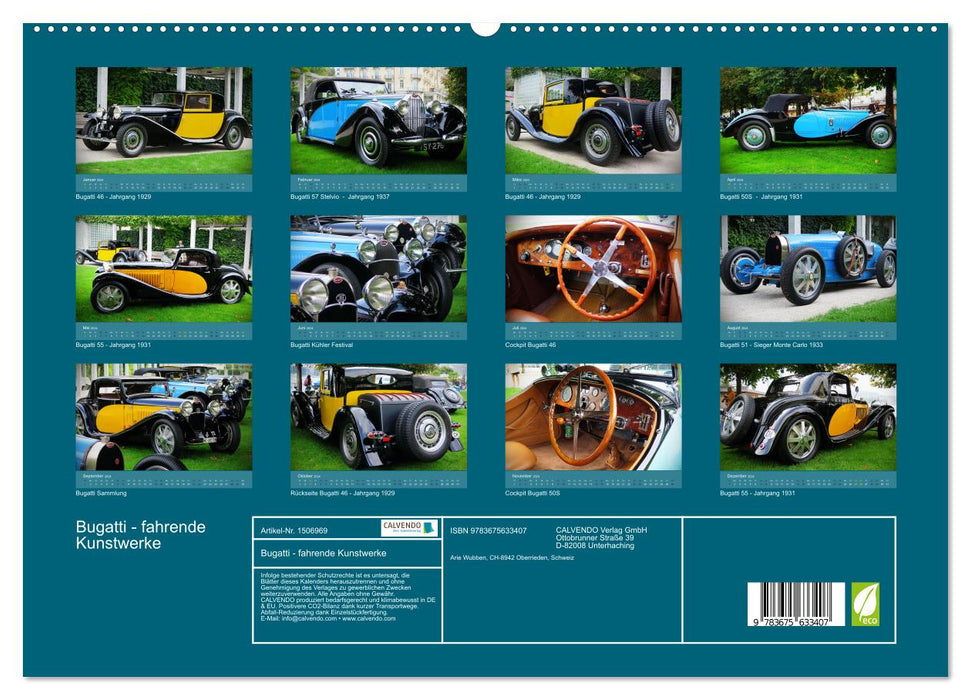 Bugatti - moving works of art (CALVENDO Premium Wall Calendar 2024) 