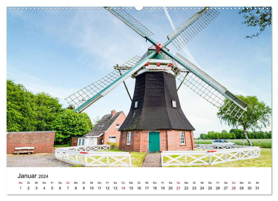 Ostfriesische Mühlenlandschaft (CALVENDO Premium Wandkalender 2024)