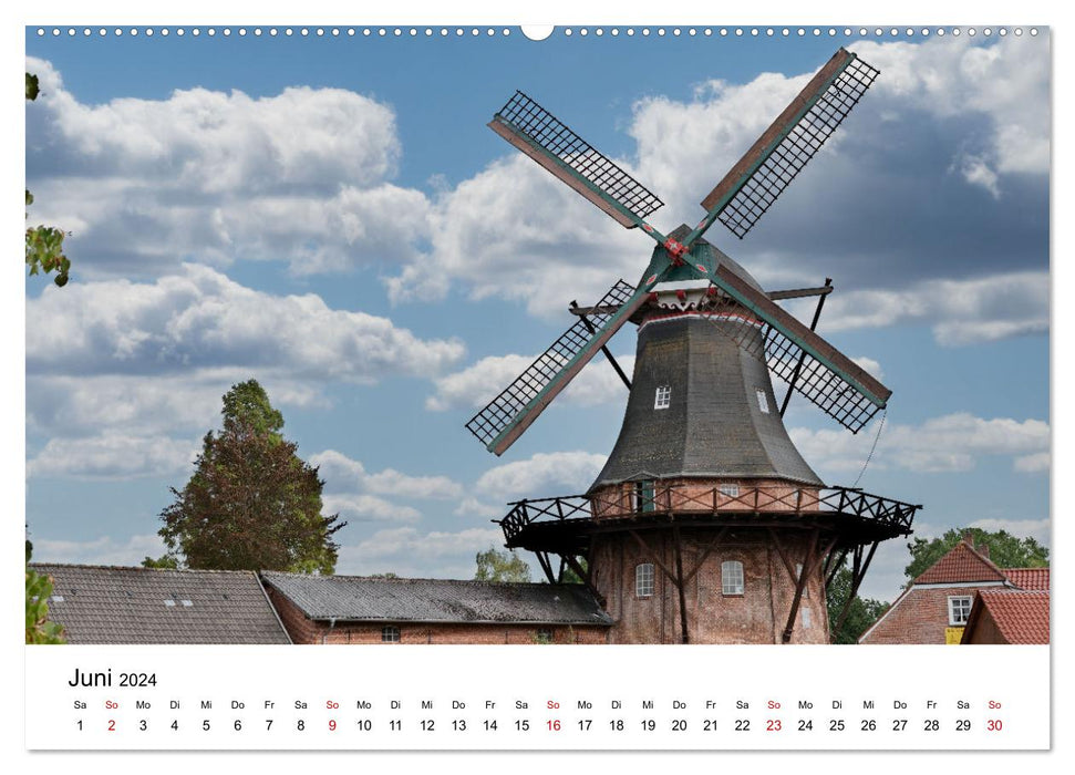 East Frisian Mill Landscape (CALVENDO Premium Wall Calendar 2024) 