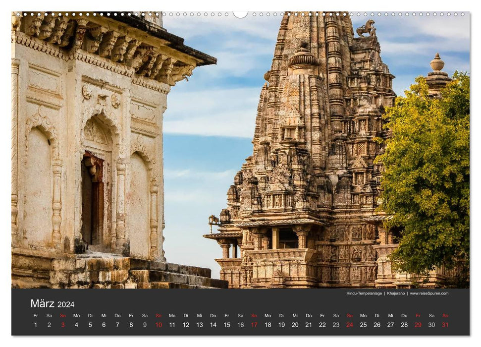 Inde 2024 Temples, Tigres et Palais (Calvendo Premium Wall Calendar 2024) 