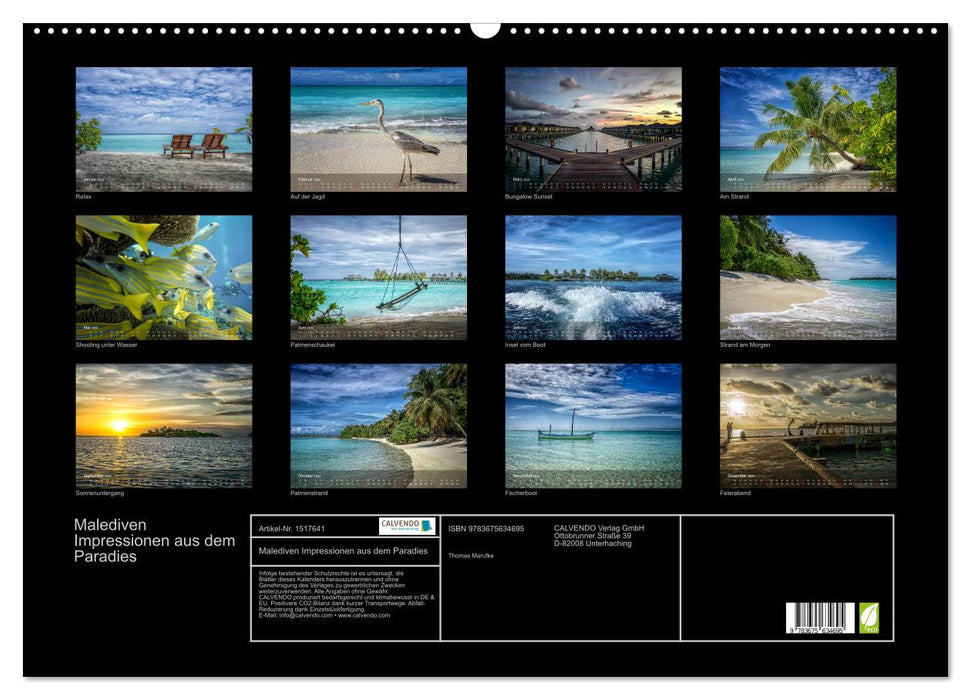Malediven Impressionen aus dem Paradies (CALVENDO Wandkalender 2024)