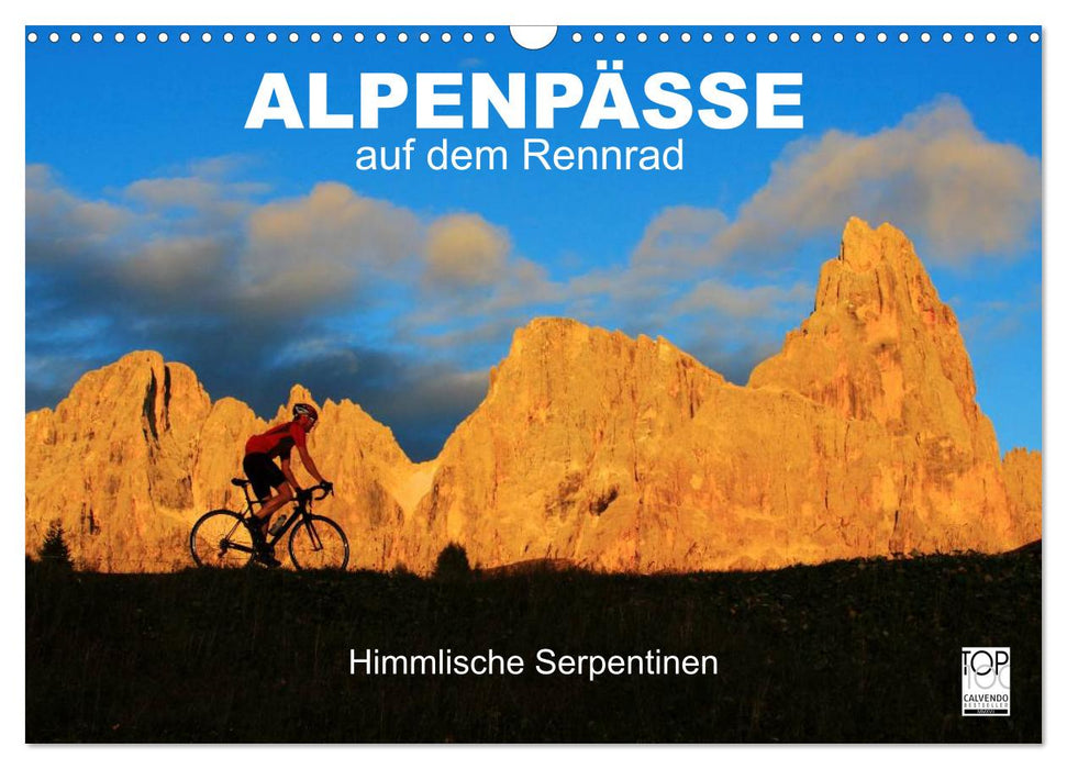 Alpenpässe auf dem Rennrad "Himmlische Serpentinen" (CALVENDO Wandkalender 2024)