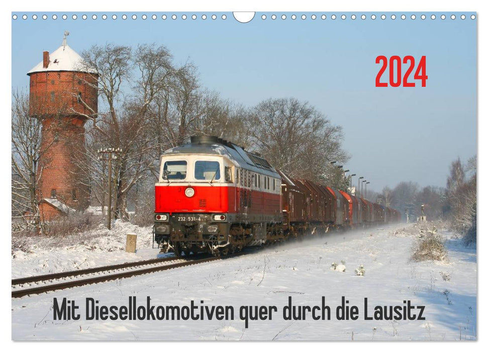 Avec des locomotives diesel dans toute la Lausitze - 2024 (calendrier mural CALVENDO 2024) 