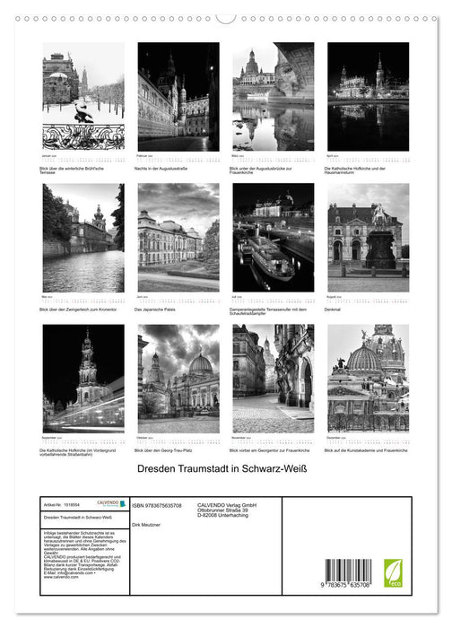 Dresden Traumstadt in Schwarz-Weiß (CALVENDO Premium Wandkalender 2024)