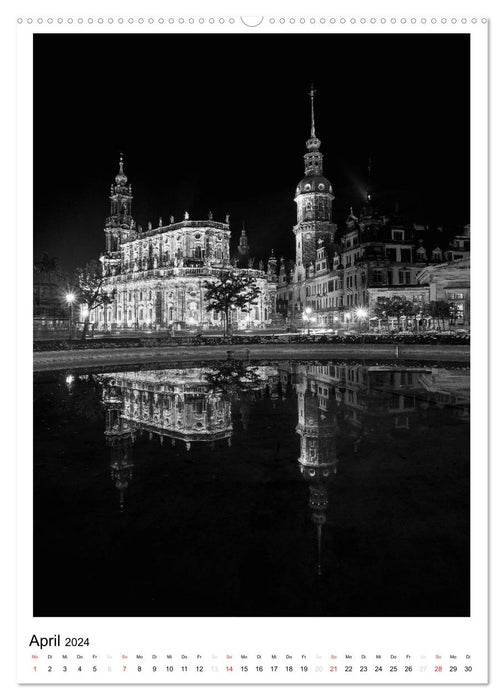Dresden Traumstadt in Schwarz-Weiß (CALVENDO Wandkalender 2024)