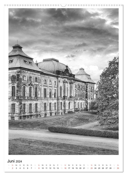 Dresden Traumstadt in Schwarz-Weiß (CALVENDO Wandkalender 2024)