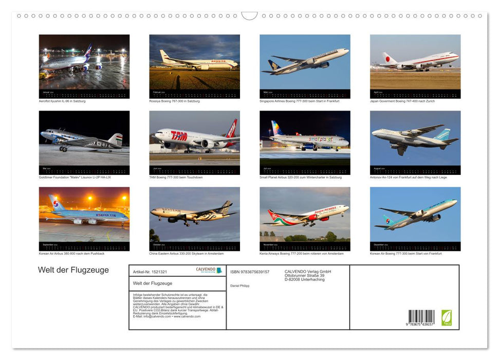 Welt der Flugzeuge (CALVENDO Wandkalender 2024)