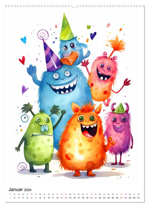 Funny Monsters - Une collection enchanteresse de monstres mignons (calendrier mural CALVENDO 2024) 