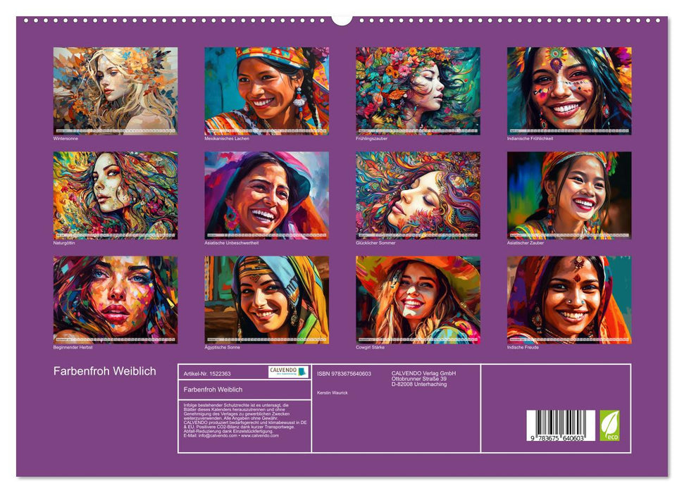Farbenfroh Weiblich (CALVENDO Premium Wandkalender 2024)