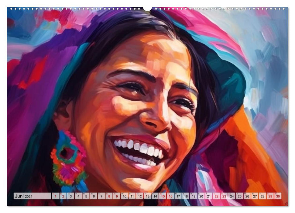 Femme colorée (Calvendo Premium Wall Calendar 2024) 