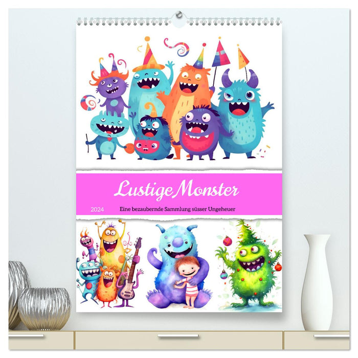 Lustige Monster - Eine bezaubernde Sammlung süsser Ungeheuer (CALVENDO Premium Wandkalender 2024)