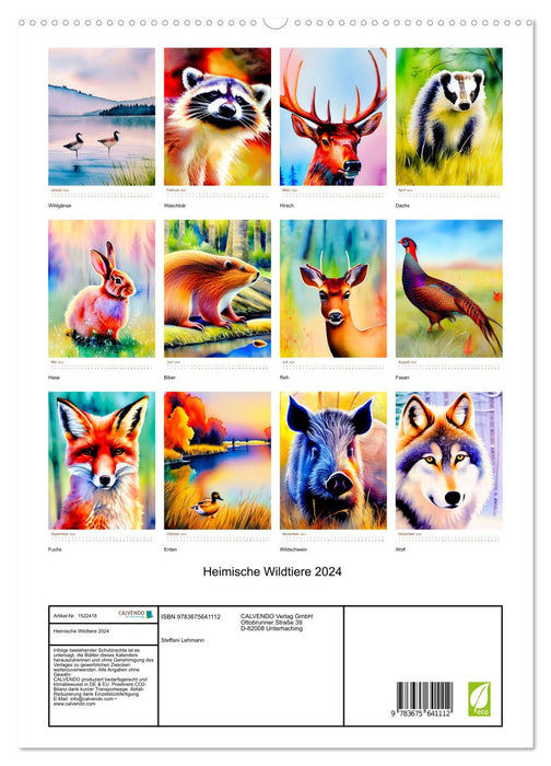 Animaux sauvages locaux 2024 (Calendrier mural CALVENDO Premium 2024) 