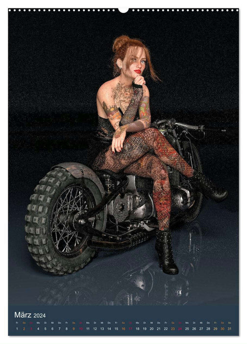 Tattooed Girls and Bikes (CALVENDO Wandkalender 2024)