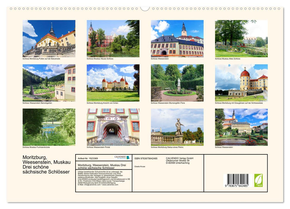 Moritzburg, Weesenstein, Muskau - Drei schöne sächsische Schlösser (CALVENDO Premium Wandkalender 2024)