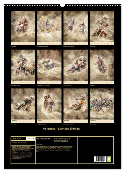 Motocross - sport des extrêmes (calendrier mural CALVENDO 2024) 