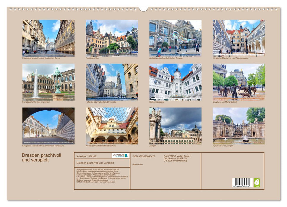 Dresden magnificent and playful (CALVENDO wall calendar 2024) 