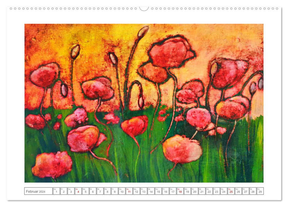Im Rausch der Blüten - Farbenfroh gemalte Blumenwiesen (CALVENDO Premium Wandkalender 2024)