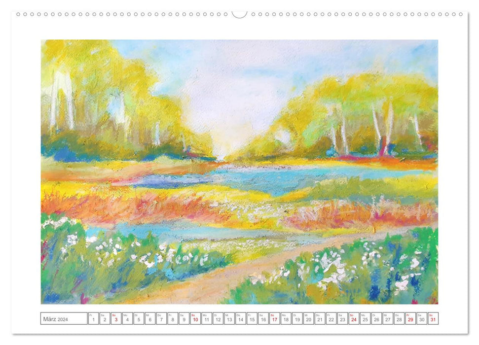 Dans la ruée des fleurs - prairies fleuries peintes de couleurs vives (Calendrier mural CALVENDO Premium 2024) 