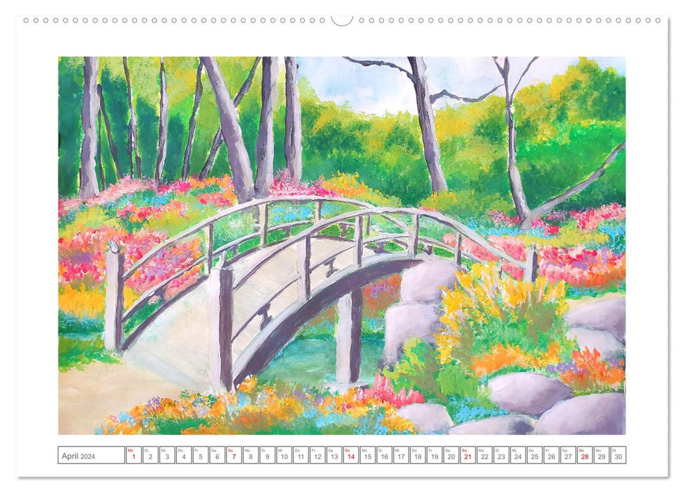 Dans la ruée des fleurs - prairies fleuries peintes de couleurs vives (Calendrier mural CALVENDO Premium 2024) 