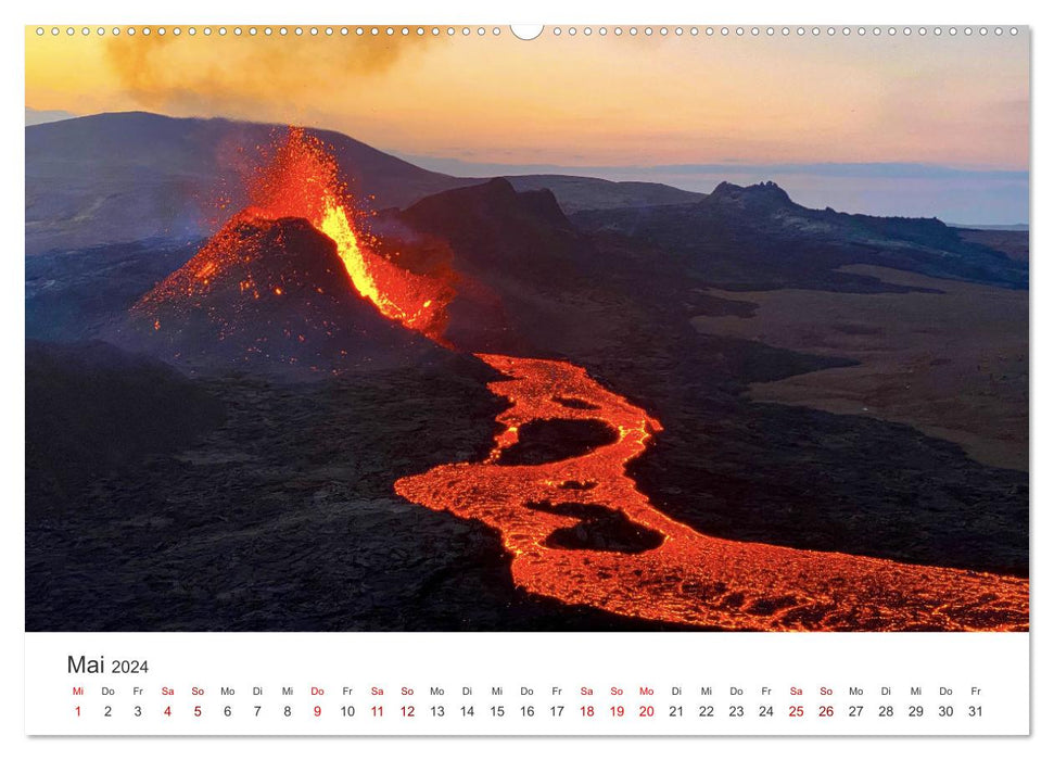 Volcans – Impressionnantes montagnes de feu (Calendrier mural CALVENDO 2024) 
