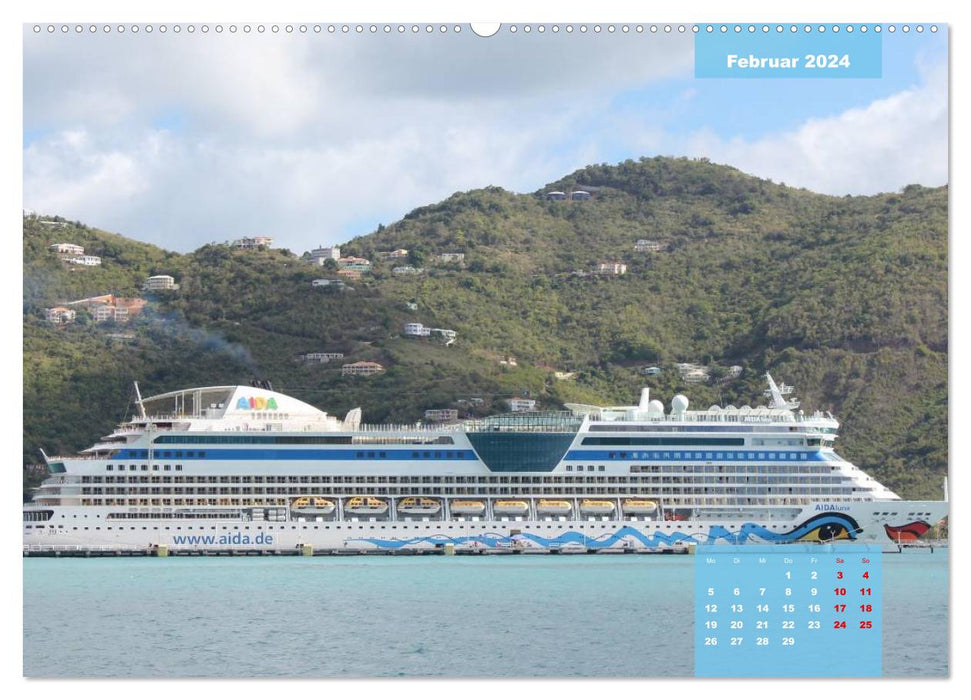 Sur un long voyage - bateaux de croisière dans les Caraïbes (Calendrier mural CALVENDO Premium 2024) 
