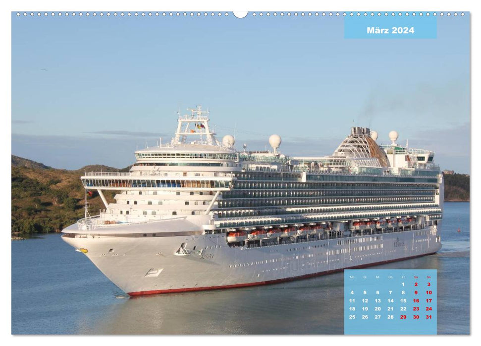 Sur un long voyage - bateaux de croisière dans les Caraïbes (Calendrier mural CALVENDO Premium 2024) 