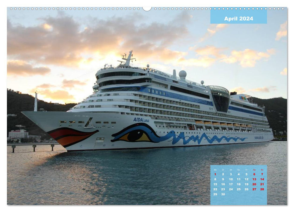 Sur un long voyage - bateaux de croisière dans les Caraïbes (Calendrier mural CALVENDO Premium 2024) 