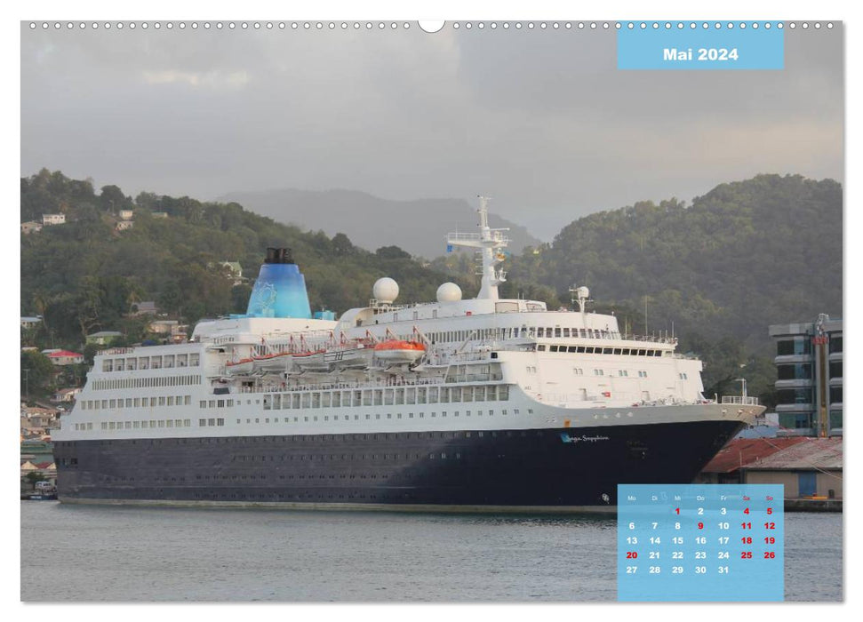 Auf großer Fahrt - Kreuzfahrtschiffe in der Karibik (CALVENDO Premium Wandkalender 2024)