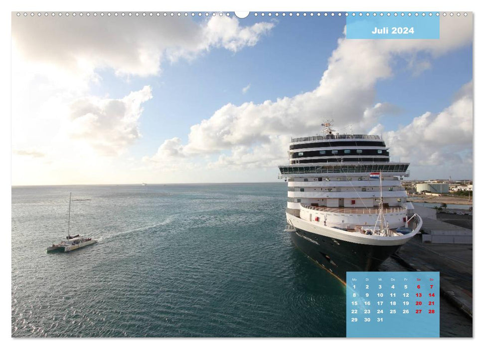 Auf großer Fahrt - Kreuzfahrtschiffe in der Karibik (CALVENDO Premium Wandkalender 2024)
