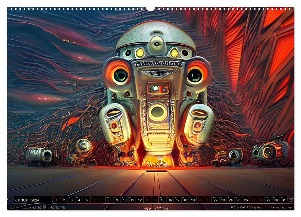 Roboter - Computerträume aus der KI (CALVENDO Premium Wandkalender 2024)