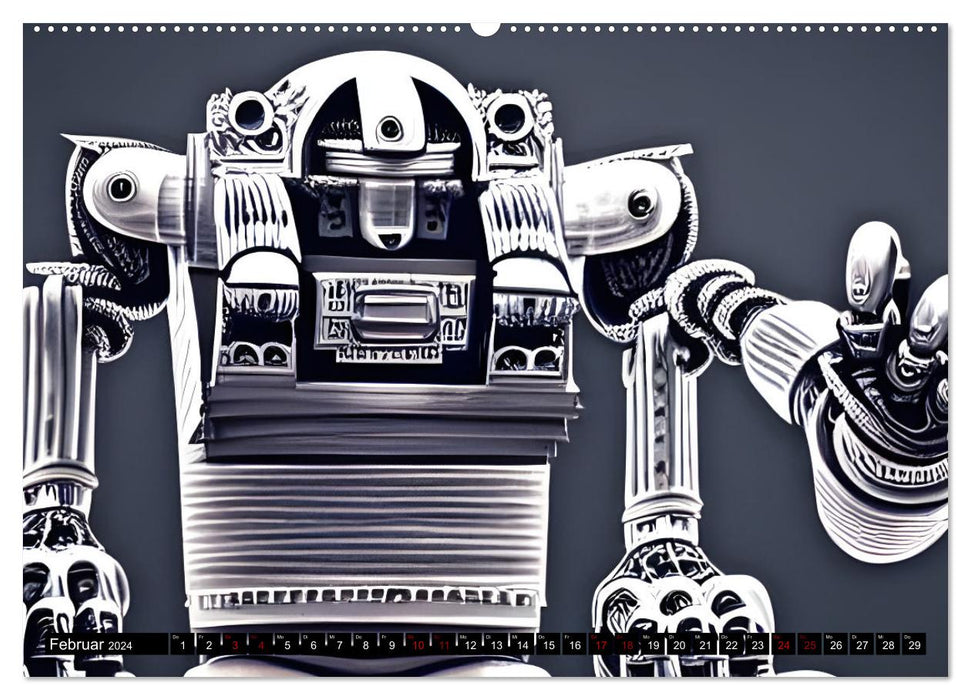 Robots - rêves informatiques de l'IA (Calendrier mural CALVENDO Premium 2024) 