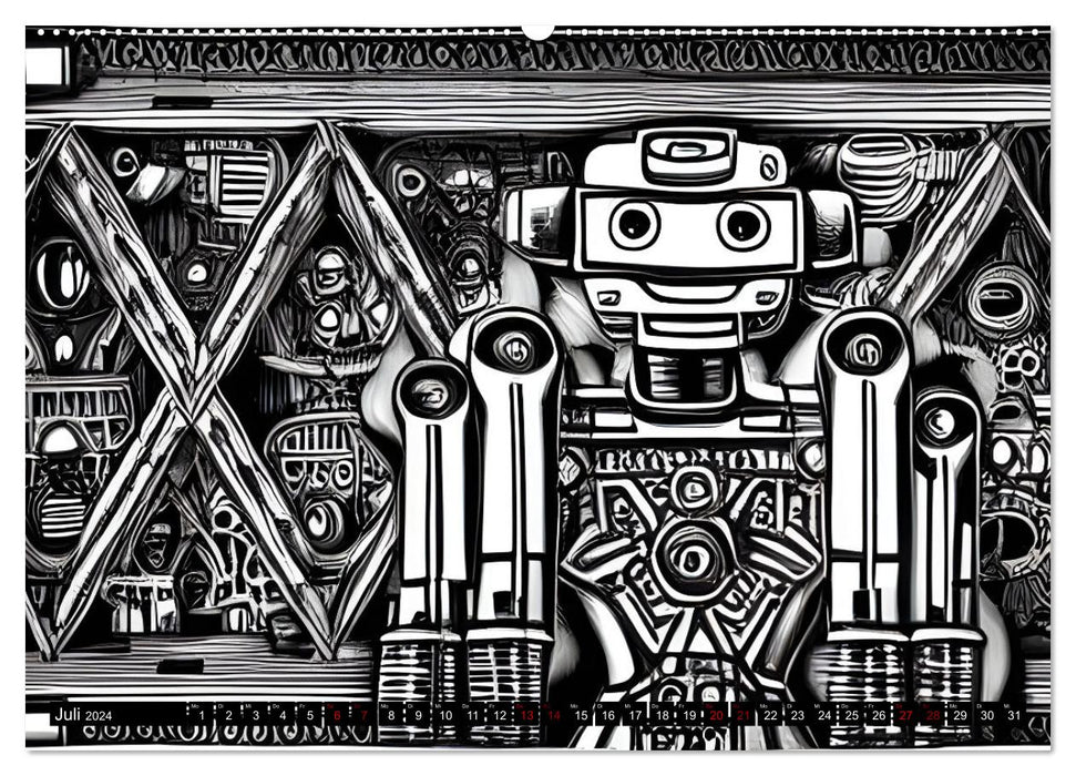 Roboter - Computerträume aus der KI (CALVENDO Premium Wandkalender 2024)