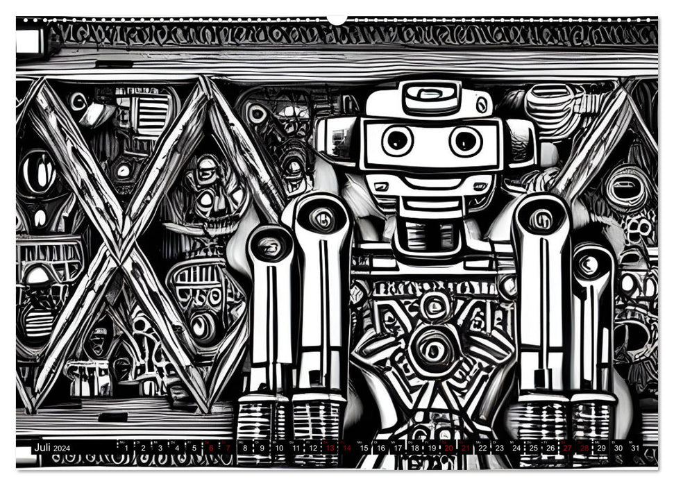 Robots - rêves informatiques de l'IA (Calendrier mural CALVENDO Premium 2024) 