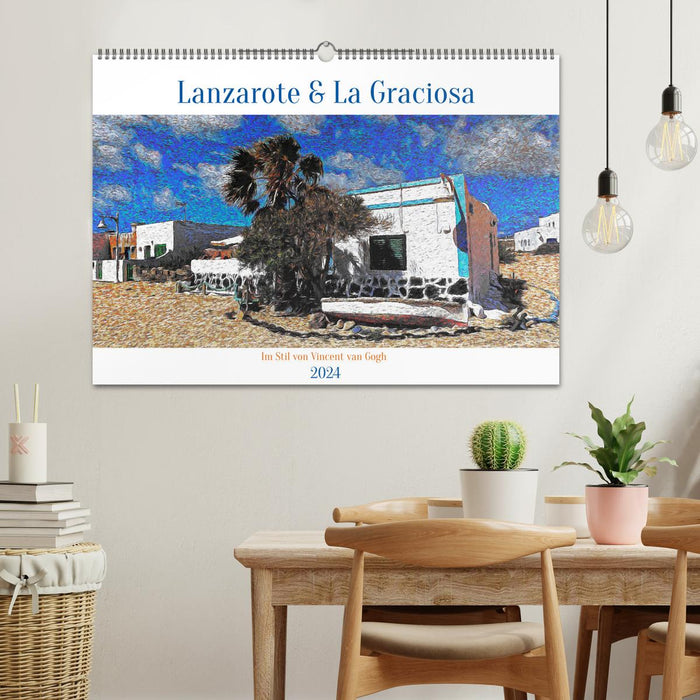 Lanzarote & La Graciosa - Im Stil von Vicent van Gogh (CALVENDO Wandkalender 2024)