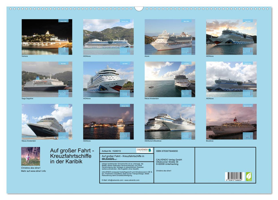 Au long voyage - bateaux de croisière dans les Caraïbes (calendrier mural CALVENDO 2024) 