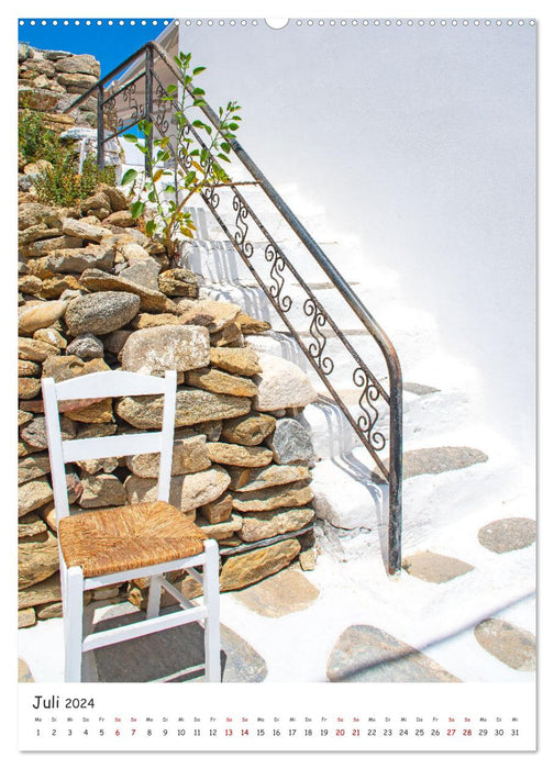 Treppauf, treppab in den Altstadtgassen von Mykonos (CALVENDO Premium Wandkalender 2024)