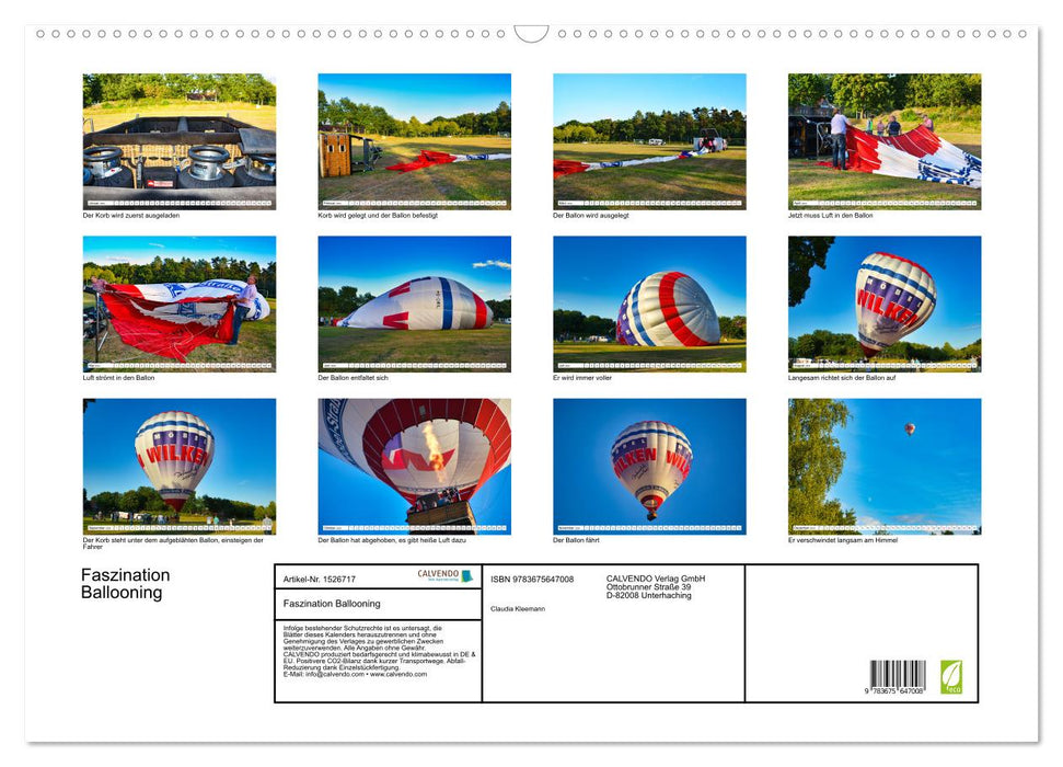 La fascination du vol en montgolfière (Calendrier mural CALVENDO 2024) 