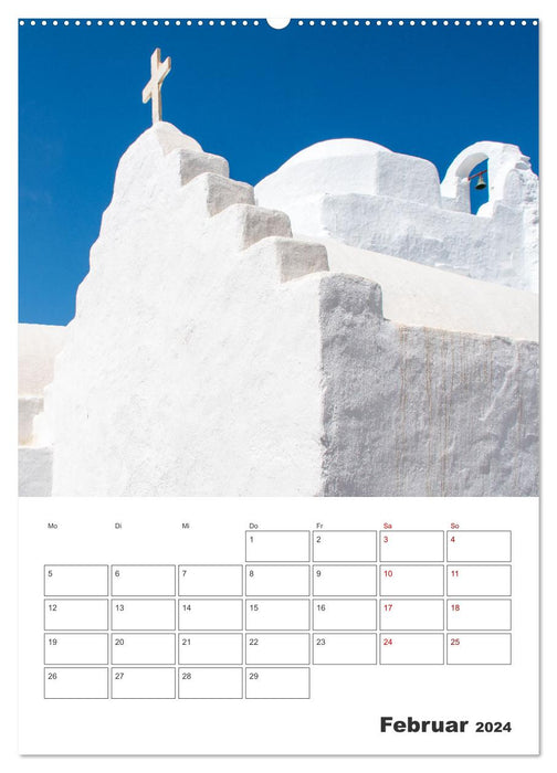 Stadt Mykonos - Reiseplaner (CALVENDO Premium Wandkalender 2024)