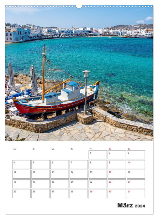 Stadt Mykonos - Reiseplaner (CALVENDO Premium Wandkalender 2024)